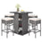 5 Pieces Outdoor Wicker Bar Table Set with Hidden Storage Shelves-White