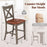 Bar Stools Set of 2 with Cross Back and Faux Leather Upholstered Seat-Gray