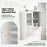 Bathroom Floor Storage Cabinet Freestanding Cupboard Pantry with 2 Drawers and 2 Frosted Glass Doors-White