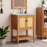 Bathroom Vanity with Ceramic Sink 2 Rattan Doors and Slatted Shelf
