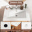Bathroom Vanity with Ceramic Sink 2 Rattan Doors and Slatted Shelf