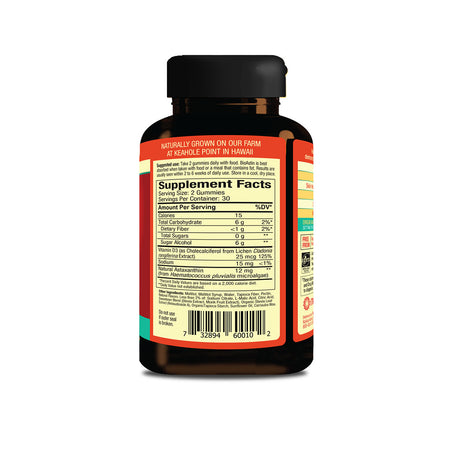 BioAstin Hawaiian Astaxanthin Gummies + Vitamin D3 12 mg 60 Count