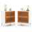 Boho Accent Table Nightstand with 2 Handwoven Rattan Decorated Drawers-White