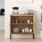 Boho Storage Cabinet with Asymmetrical Pattern Doors for Kitchen-Natural