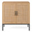 Boho Storage Cabinet with Asymmetrical Pattern Doors for Kitchen-Natural