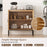 Boho Storage Cabinet with Asymmetrical Pattern Doors for Kitchen-Natural