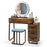 Vanity Table Set with 3-Color Lighted Mirror and Charging Station-Brown