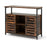 Buffet Cabinet Industrial Sideboard Storage Cabinet with Push-to-Open Slatted Door and 3 Adjustable Shelves-Rustic Brown