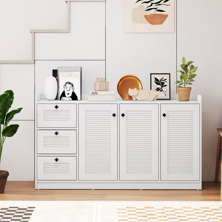 Buffet Cabinet with Storage Modern Sideboard Cabinet with 3 Doors-White