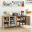 63 Inches Buffet Sideboard with 4 Compartments and Push-to-Open Cabinet-Natural