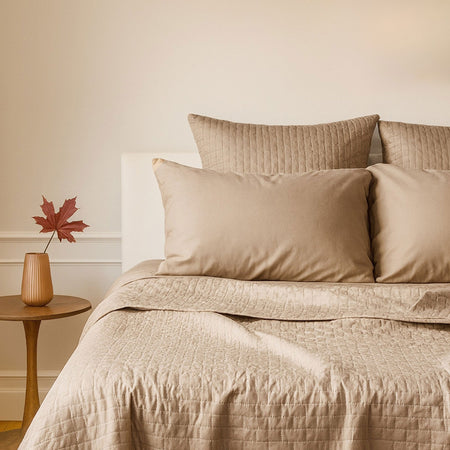Bamboo Quilted Coverlet - 100% Viscose from Bamboo - Champagne