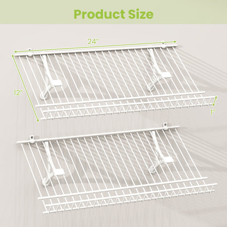 Closet Shelves Wall Mounted Set of 2 Metal Wire Shoe Racks