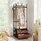 Clothes Rack with Drawers and Shelves with Side Hooks and Metal Frame-Rustic Brown