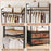 Clothes Rack with Drawers and Shelves with Side Hooks and Metal Frame-Rustic Brown