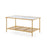 2-Tier Coffee Table with Shelf Center Tea Table with Tempered Glass Top-Golden