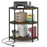 Corner Printer Stand 3-Tier Corner Shelf with Charging Station and Metal Frame-Rustic Brown