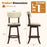 25.5 Inch Counter Height Chairs Set of 2 with Padded Seat and Backrest-Brown