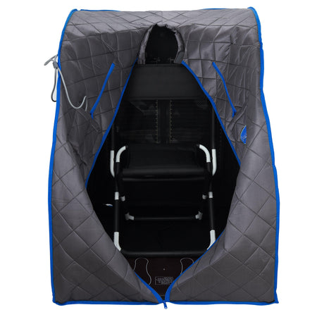 Personal Portable Infrared Sauna with Premium Chair, 30 Minute Timer, with Negative ION and Heated Footpad - Gray