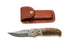 Custom Damascus Steel Clip Point Folding Knife | HAND Engraved Eagle Bolster & Amber Pine Cone Handle TK-484