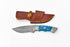 The Dyed Blue Bone Damascus Steel Utility Knife TK-001
