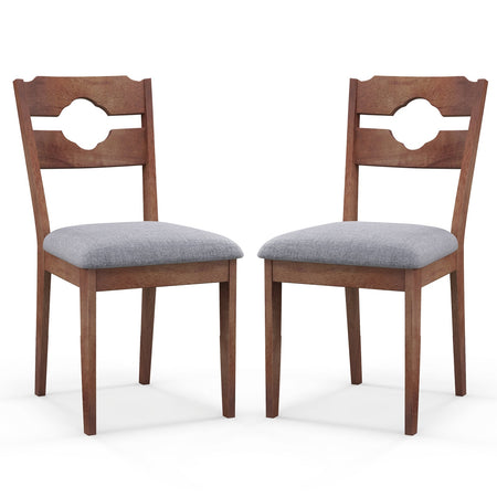 Dining Chair Set of 2 Fabric Upholstered Kitchen Chairs with Padded Seat and High Back-Gray