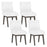 Dining Chairs Set of 4 Fabric Upholstered Kitchen Chairs with Padded Seat and Rubber Wood Legs-White+Gray