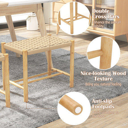 18 Inch Dining Stool Set of 2-Natural