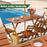 54.5 Inch x 27.5 Inch  Patio Dining Table with Teak Painting and Umbrella Hole