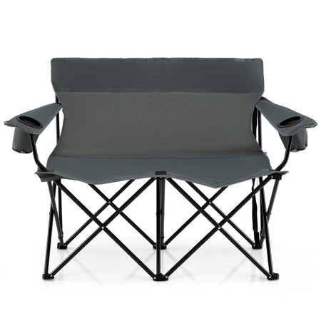Double Camping Chair 2-Person Outdoor Folding Loveseat with Cup Holders