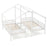 Double Twin Size Wooden Bed Frames with Built-in Table for Kids-White