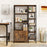 Double Wide 8-Tier Bookshelf with 2-Door Cabinet for Living Room Home Office-Rustic Brown