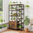 Double Wide 8-Tier Bookshelf with 2-Door Cabinet for Living Room Home Office-Rustic Brown