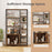 Double Wide 8-Tier Bookshelf with 2-Door Cabinet for Living Room Home Office-Rustic Brown