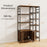 Double Wide 8-Tier Bookshelf with 2-Door Cabinet for Living Room Home Office-Rustic Brown