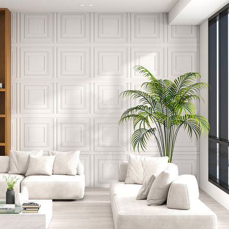 Drop Ceiling Tiles 24" x 24" PVC Ceiling Panels with 3D Decorative Patterns 12-Pack-White