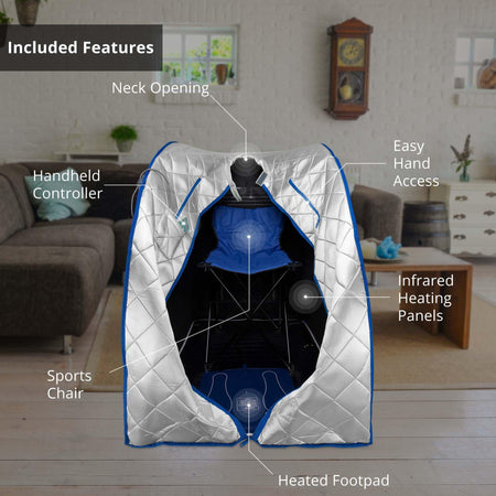 Infrared Heated Personal Sauna with Heating Foot Pad and Chair