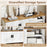 Farmhouse TV Stand for TVs up to 65 Inch with Sliding Doors and Storage Cabinets-White