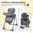 Folable High Chair with Detachable Cushion and High Chair for Babies and Toddlers-Gray