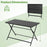 Foldable Outdoor Dining Table 48inch x 30inch Rectangular Metal Patio Table with Slatted Tabletop-Black
