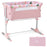 Folding Baby Bassinet Bedside Sleeper with 4 Adjustable Heights-Pink
