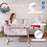 Folding Baby Bassinet Bedside Sleeper with 4 Adjustable Heights-Pink