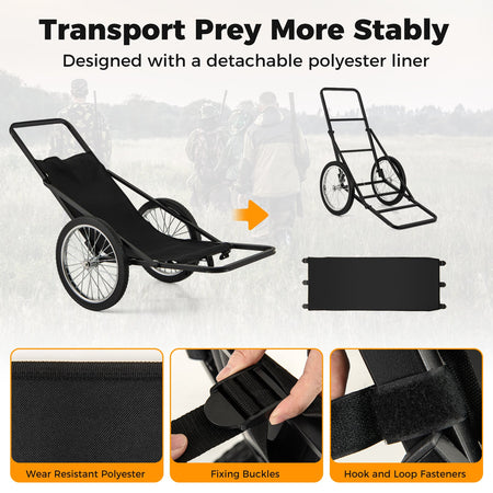 550 LBS Folding Deer Game Cart with Polyester Liner for Hunting