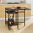 Folding Dining Table with Expandable Laptop with Wine Rack and Wheels-Rustic Brown