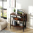 Folding Dining Table with Expandable Laptop with Wine Rack and Wheels-Rustic Brown