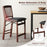 Set of 2 Counter Height Chairs Folding Kitchen Island Stool with Padded Seat-Brown