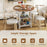 Folding Round Dining Table Drop Leaf Table with 2 Shelves for Small Spaces-White
