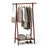 Folding Rubber Wood Clothes Hanging Rack Standing Garment Rack with Bottom Storage Shelf-Walnut