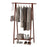 Folding Rubber Wood Clothes Hanging Rack Standing Garment Rack with Bottom Storage Shelf-Walnut