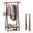 Folding Rubber Wood Clothes Hanging Rack Standing Garment Rack with Bottom Storage Shelf-Walnut