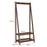 Freestanding Clothes Rack with 3 Hooks and 2 Shelves-Walnut